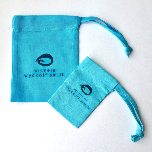 Branded drawstring bags for my custom made jewellery on www.wyckoffsmith.com