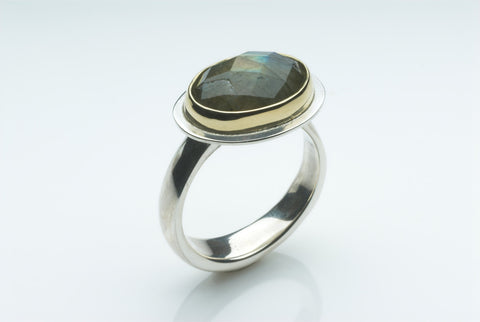 Faceted Labradorite Platform Ring