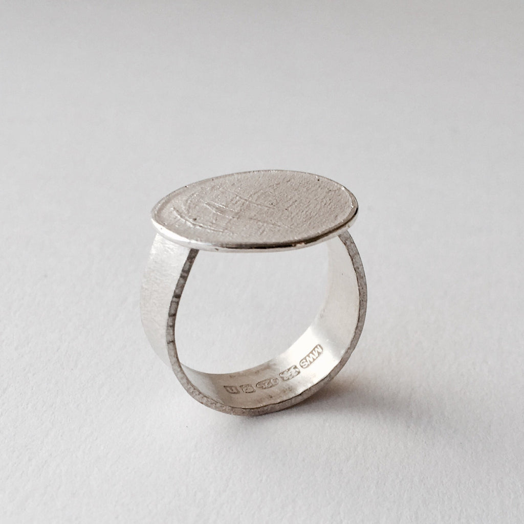 Textured Oval Silver Ring