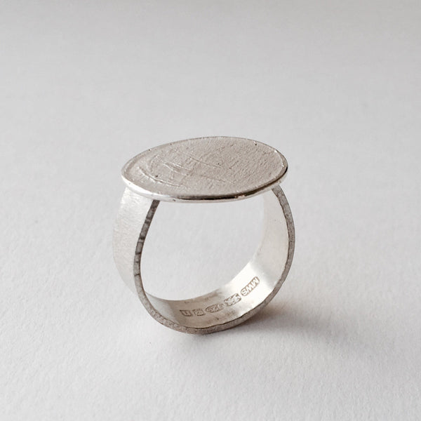 Textured Oval Silver Ring