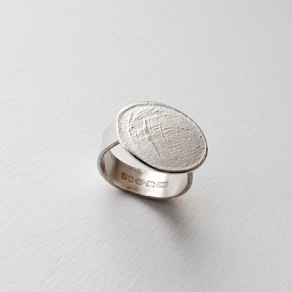 Textured Oval Silver Ring