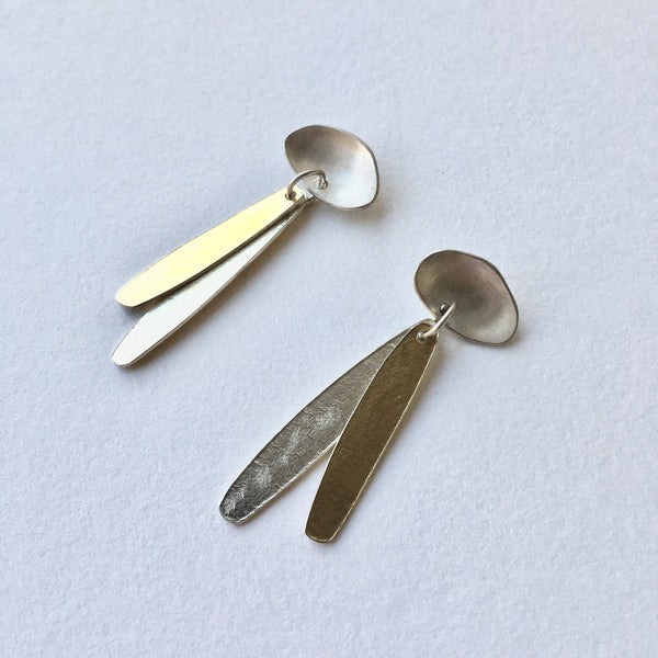 Silver and Gold Dangle Petal Earrings