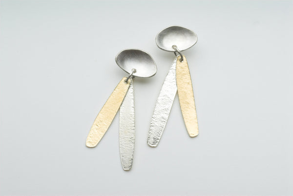 Silver and Gold Dangle Petal Earrings