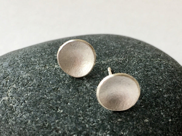Small Concave Minimalist Silver Earrings