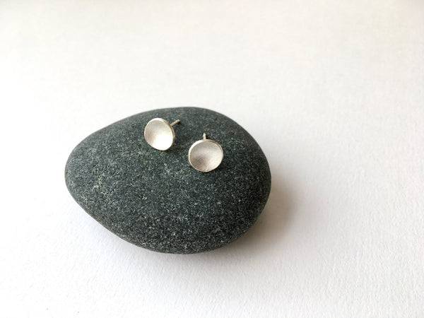 Small Concave Minimalist Silver Earrings