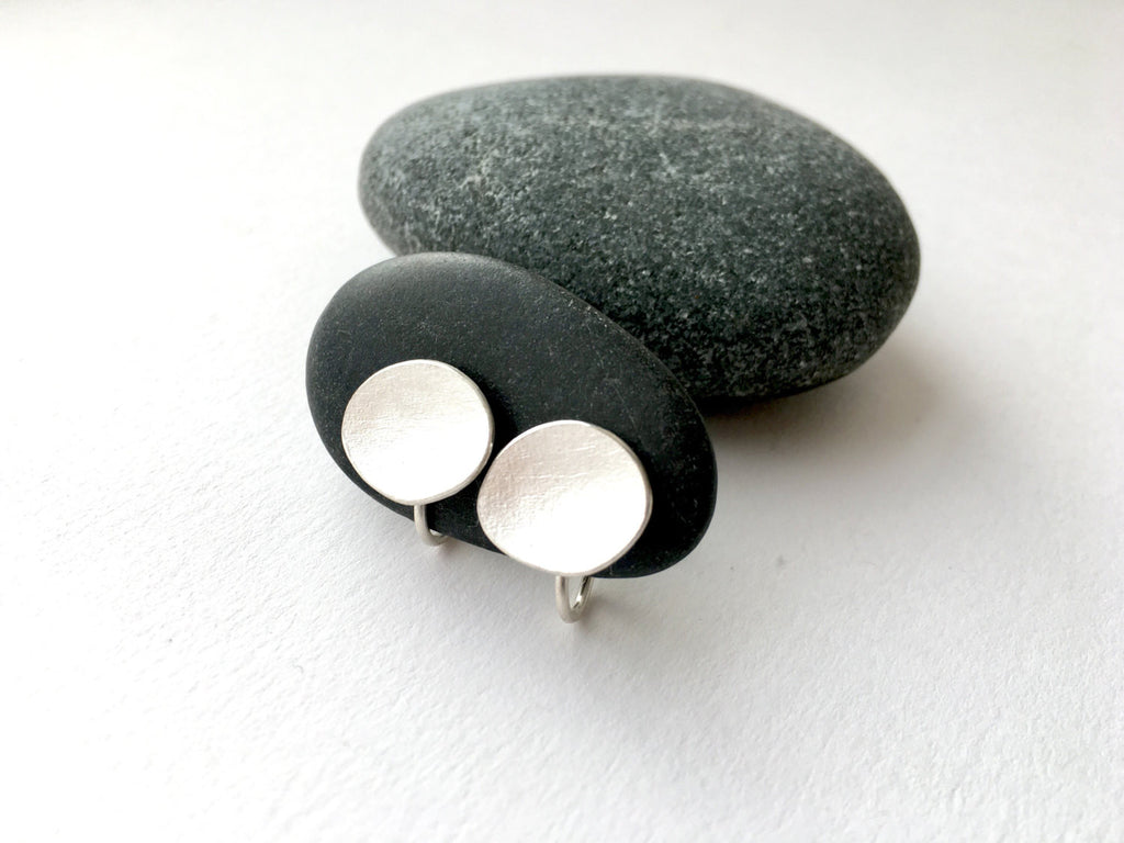 Oval Screw Back Silver Earrings