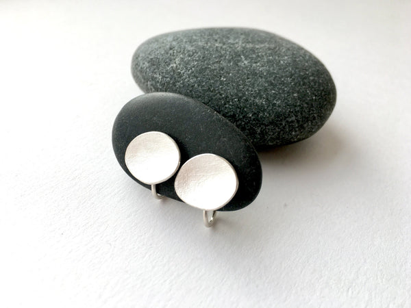 Oval Screw Back Silver Earrings