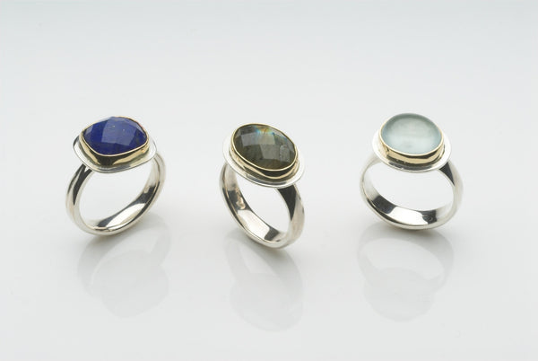 Faceted Labradorite Platform Ring