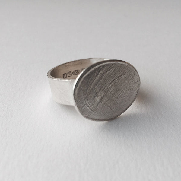 Textured Oval Silver Ring