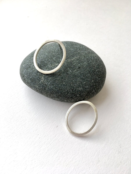 Silver Oval Stud Earrings