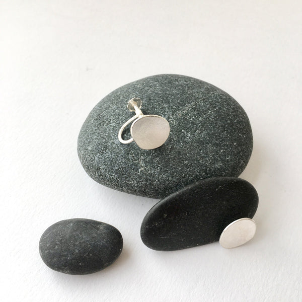 Oval Screw Back Silver Earrings