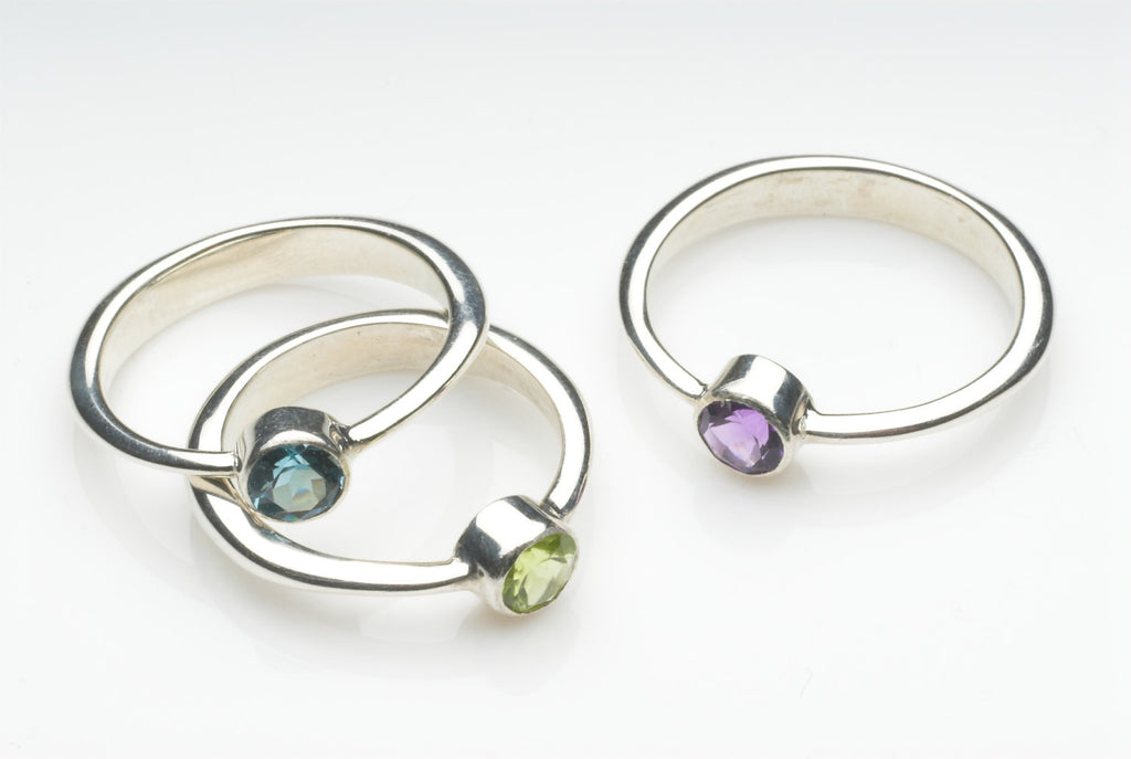 Modern Stacking gemstone rings in choice of stone.