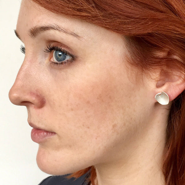 Twisted Bud Silver Stud Earrings