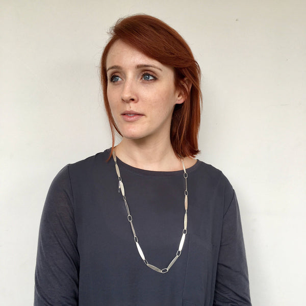 Long Silver Petal Chain with No Clasp