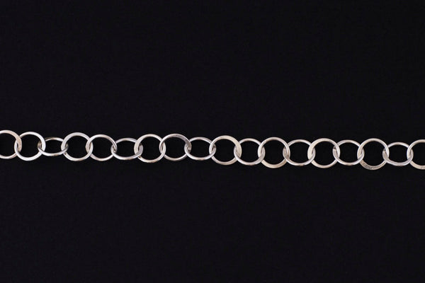 Handmade Half Hammered Round Silver Chain