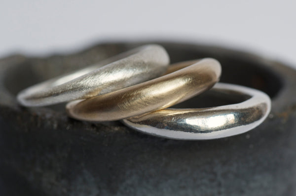 Two Silver Stacking Wedding Bands
