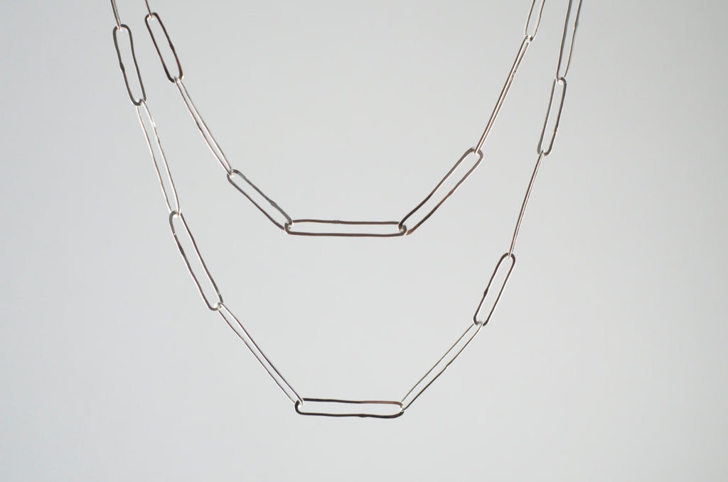 Double Length Paperclip Silver Chain