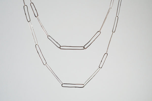 Double Length Paperclip Silver Chain