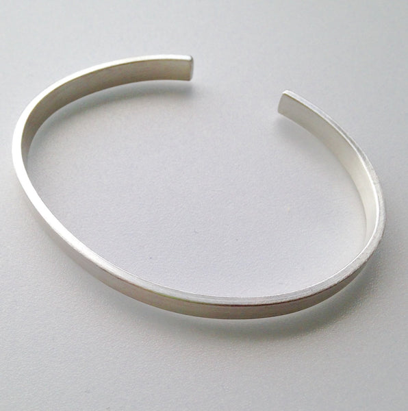 Unisex Rectangular Silver Open Cuff