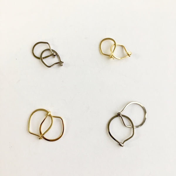 18 ct yellow and white hammered hoops by Wyckoff Smith Jewellery