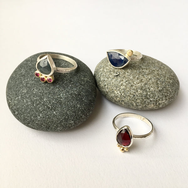 Assorted sapphire and garnet rings by Michele Wyckoff Smith Jewellery