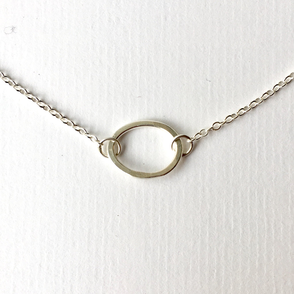 Sterling silver open oval pendant on chain available in a number of lengths by Michele Wyckoff Smith at Wyckoff Smith Jewellery