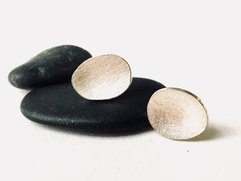 Oval textured silver earrings by Michele Wyckoff Smith