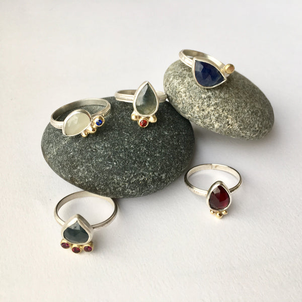 Assorted sapphire and garnet rings by Michele Wyckoff Smith Jewellery