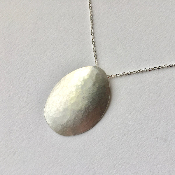 Convex Ovum Hammered Oval Pendant