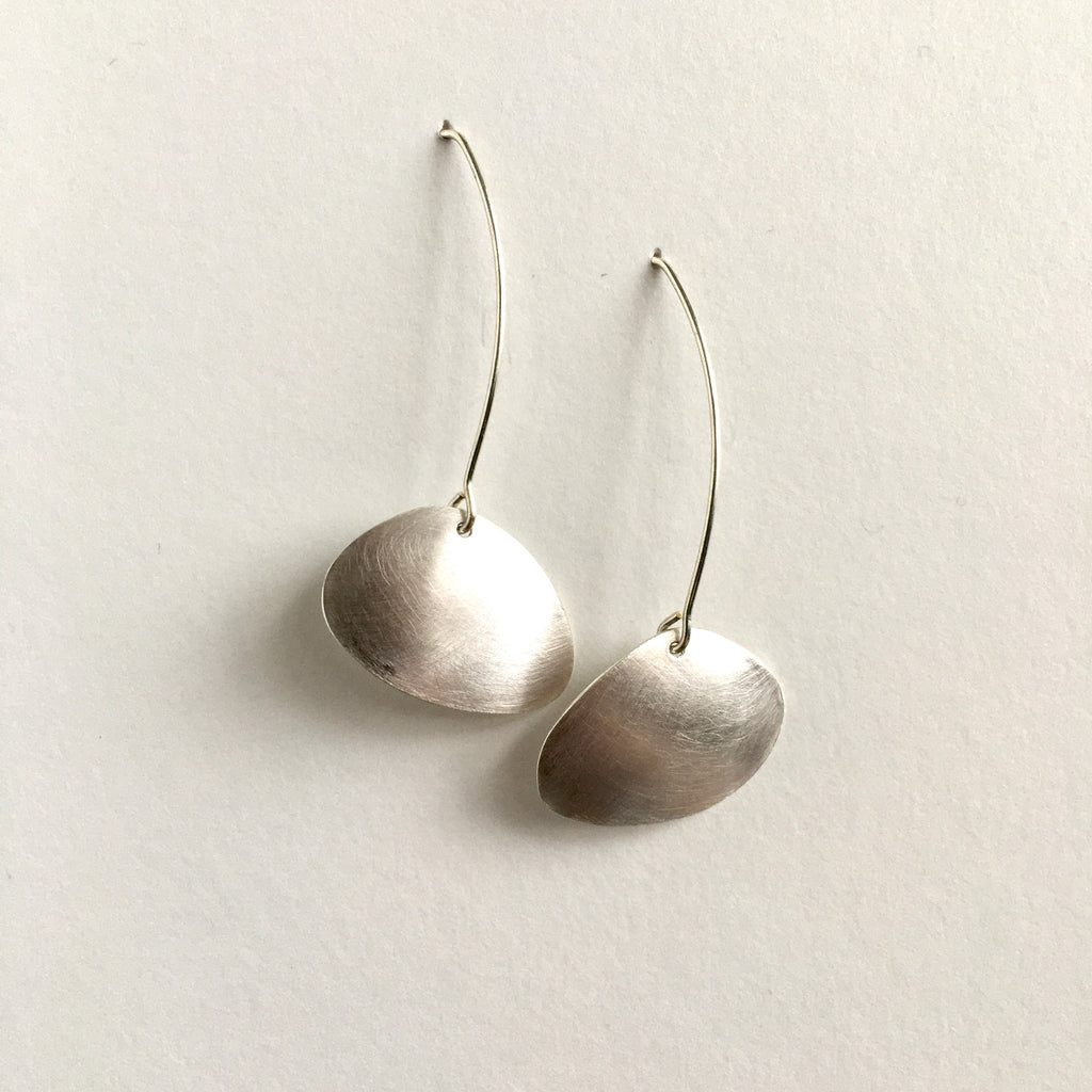 Cherry stone dangle earrings in sterling silver on curved ear wires by www.wyckoffsmith.com