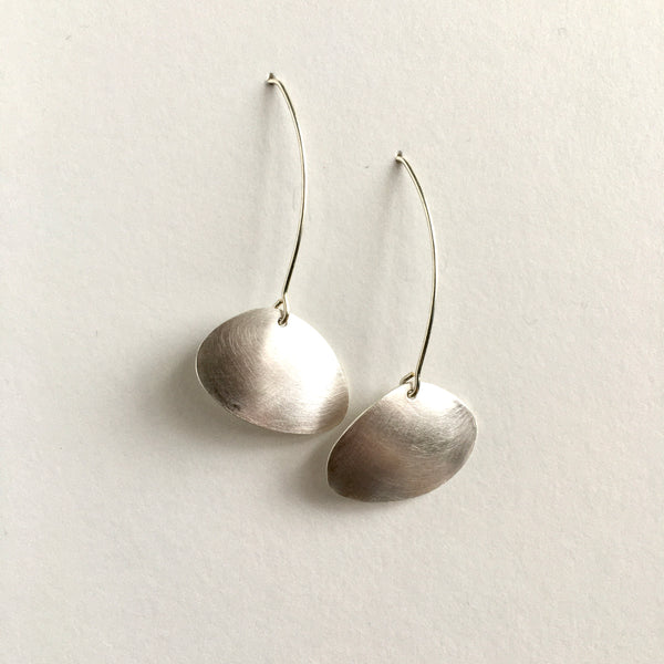 Cherry stone dangle earrings in sterling silver on curved ear wires by www.wyckoffsmith.com
