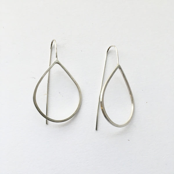 Wyckoff Smith Jewellery open teardrop shaped silver dangle earrings