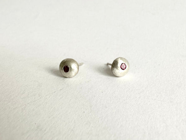 Rhodolite garnet stud earrings of recycled silver - www.wyckoffsmith.com