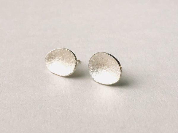 Oval textured silver earrings by Michele Wyckoff Smith