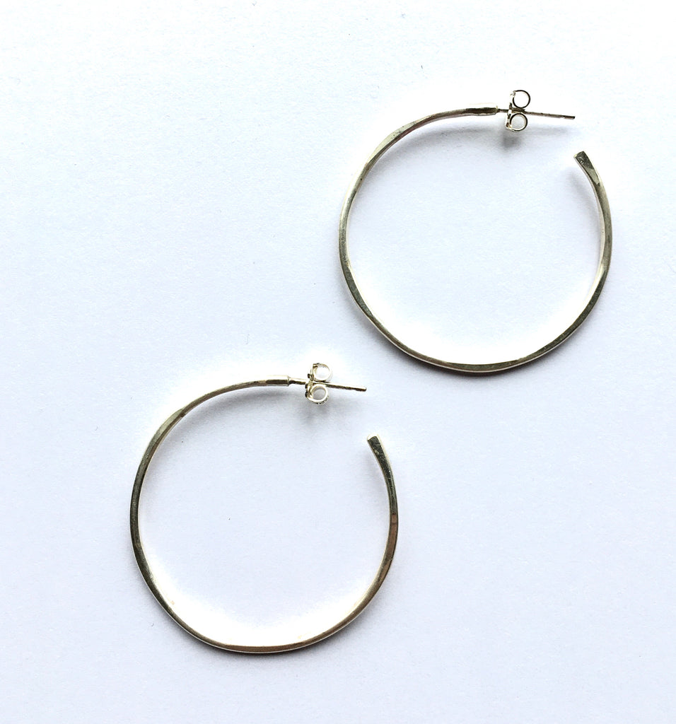 Round Silver Hoop Earrings