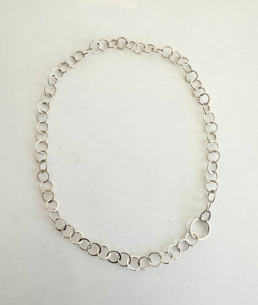 Handmade Half Hammered Round Silver Chain