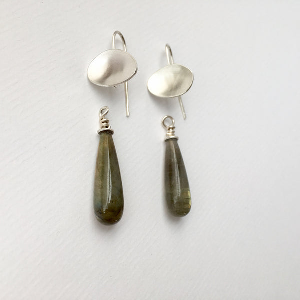 Detachable labradorite pippins on modular earrings by www.wyckoffsmith.com