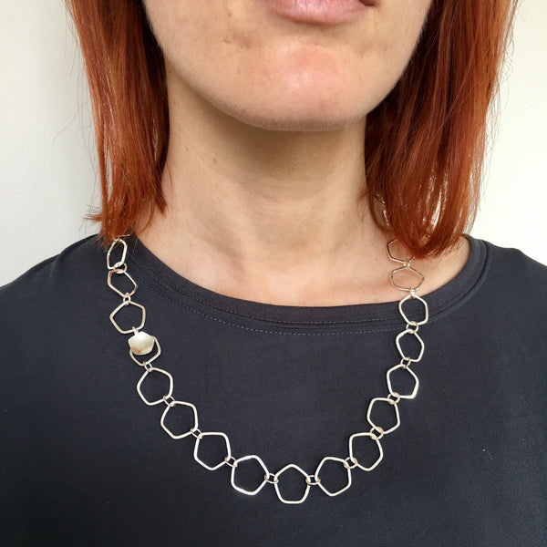 Handmade Calyx silver chain with sliding clasp on www.wyckoffsmith.com