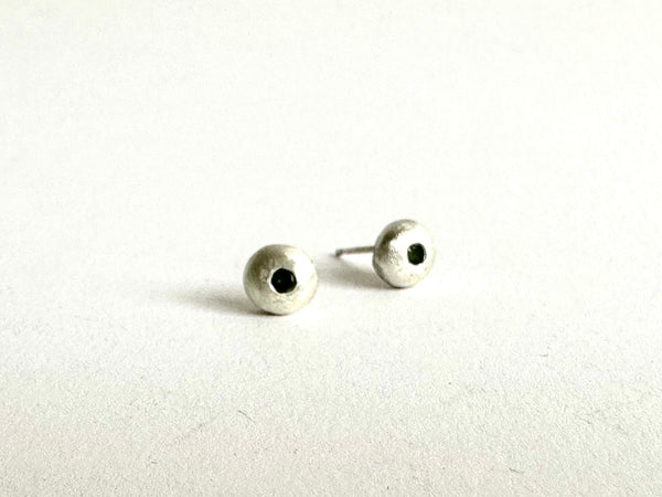 Tourmaline and recycled silver stud earrings - www.wyckoffsmith.com