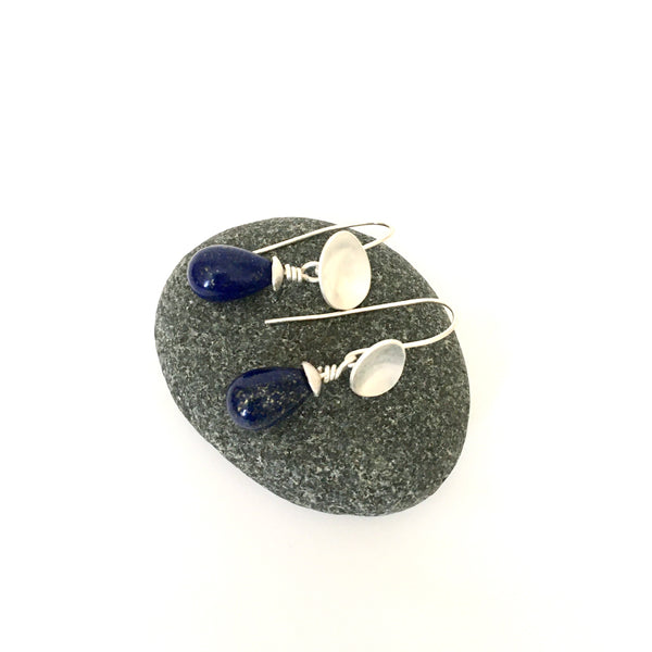Removable Lapis Lazuli teardrop shape on dangle earrings on www.wyckoffsmith.com