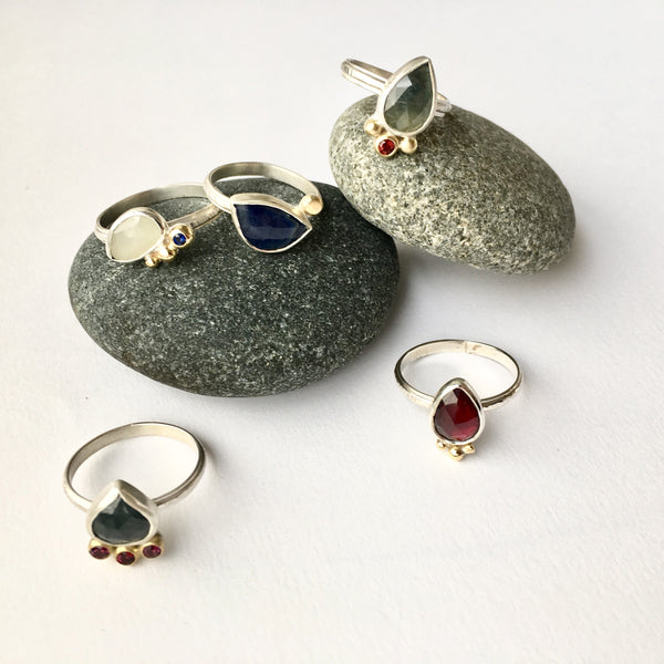 Assorted sapphire and garnet rings by Michele Wyckoff Smith Jewellery
