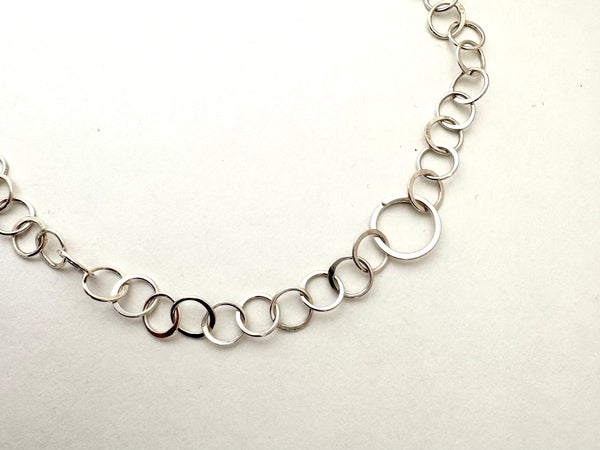 Handmade Half Hammered Round Silver Chain