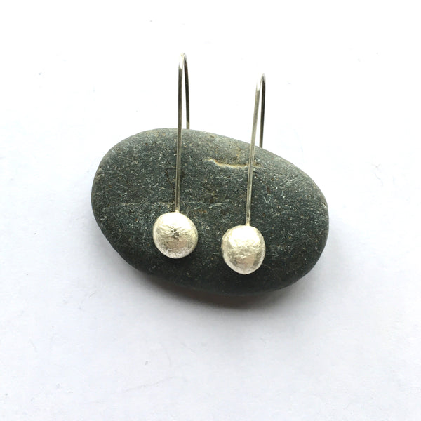 Textured recycled silver dangle ball earrings by www.wyckoffsmith.com