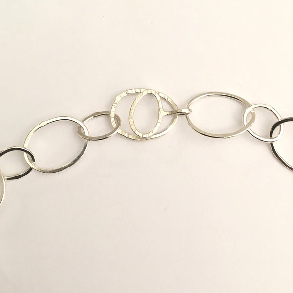 Clasp detail on silver pebble chain on www.wyckoffsmith.com