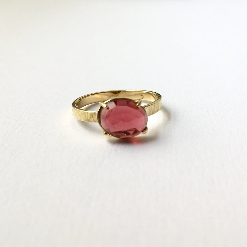 Rose cut garnet ring set in 18 ct gold, Michele Wyckoff Smith