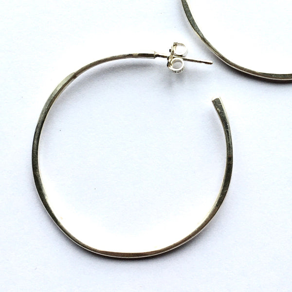 Round Silver Hoop Earrings