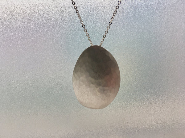 Convex Ovum Hammered Oval Pendant