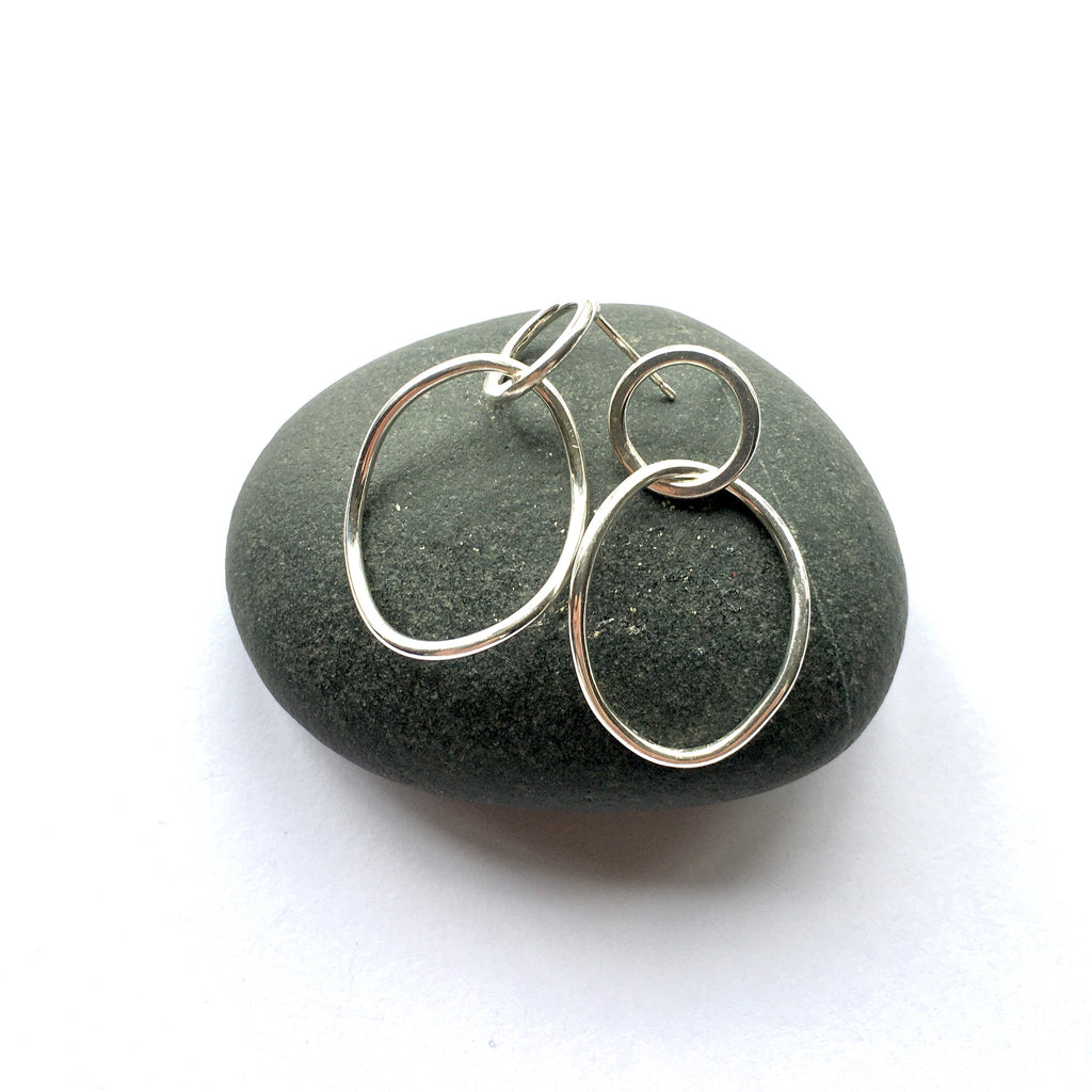 Medium sized Twisted Petal Silver Earrings on www.wyckoffsmith.com