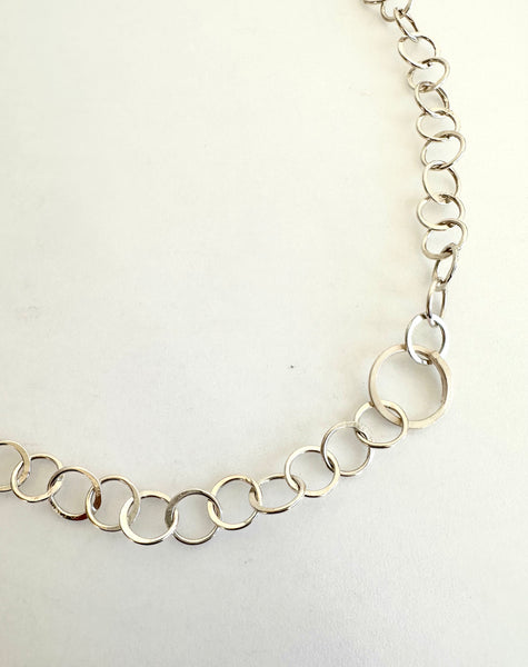 Handmade Half Hammered Round Silver Chain