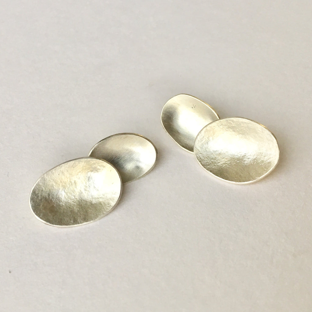 Organic oval cuff links by Wyckoff Smith Jewellery.